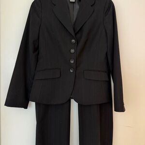 Ann Taylor Black Pinstripe Blazer and Pants Ensemble
